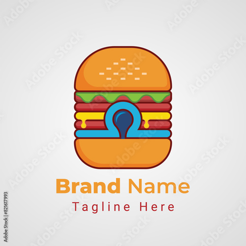 Omega Burger Logo, Combination burger and omega symbol
