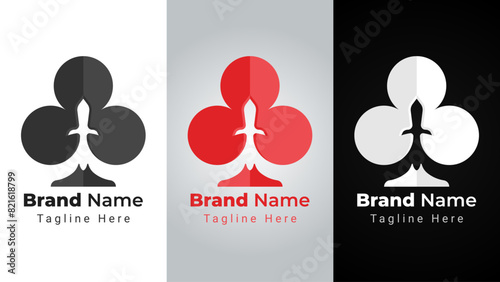Rocket Casino Logo, combination of clover logo and negative space rocket