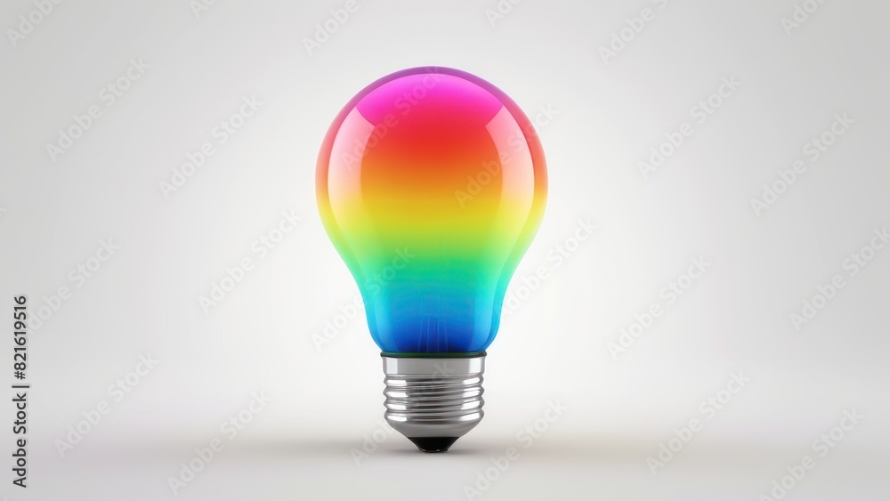 Rainbow gradient light bulb on a smooth white background. Rainbow gradient light bulb on a smooth white background.
