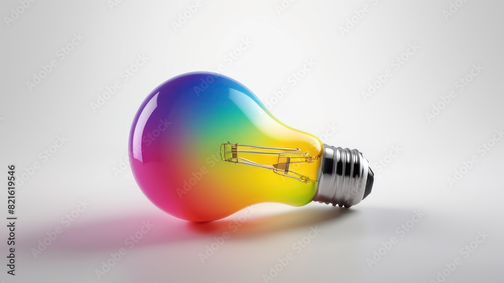 Rainbow gradient light bulb on a smooth white background. Rainbow gradient light bulb on a smooth white background.