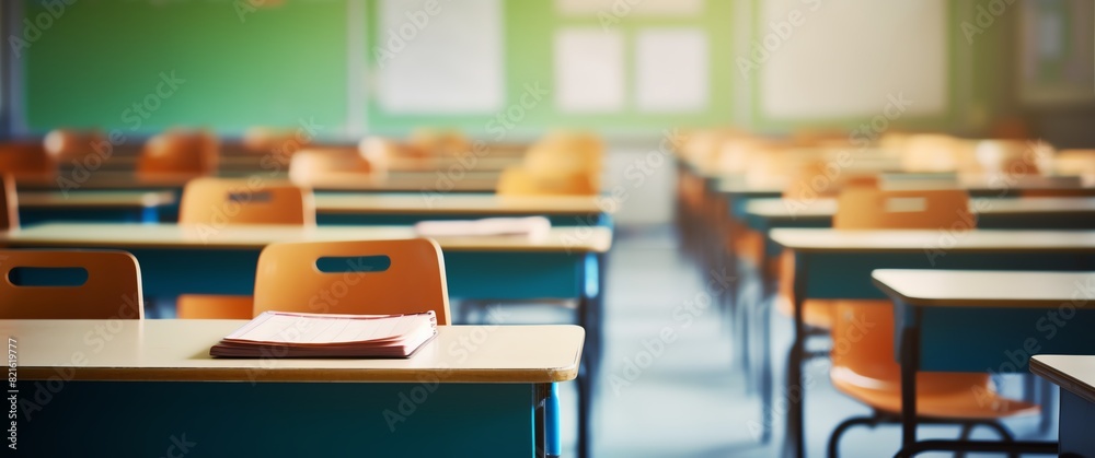 A blurred background of an empty classroom A blurred background of an empty classroom