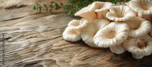 Oyster mushrooms on a wooden kitchen table