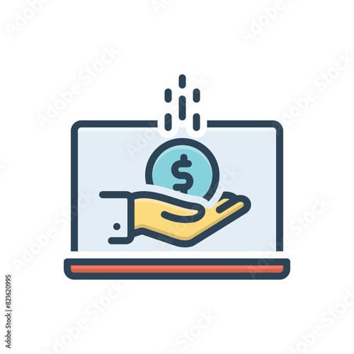 Color illustration icon for earning