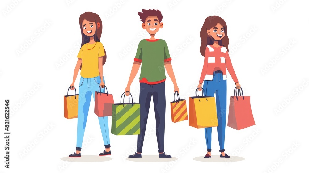 shopping girls illustration