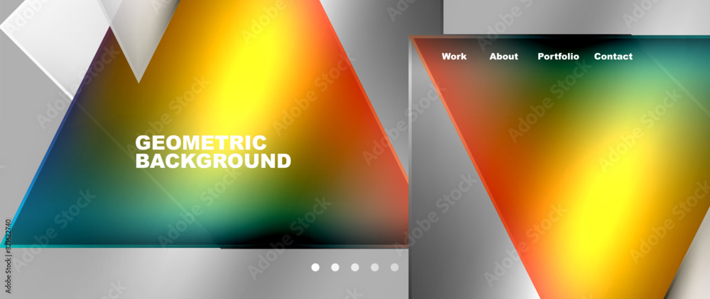 Metal triangles with colorful bright triangles. Geometric modern minimalist design template Metal triangles with colorful bright triangles. Geometric modern minimalist design template