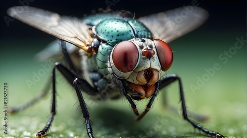Close up macro portrait of a fly insect © Uzair