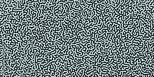 Turing reaction diffusion monochrome seamless pattern with chaotic motion. Linear design with biological shapes. Organic lines in Memphis. abstract truing organic wallpaper background.