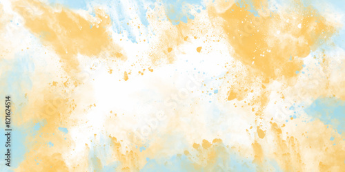 Abstract background with blue and orange watercolor grunge paint. abstract colorful painting white background. Freeze motion of dust splash. Artwork for creative banner, card, template, design vector.