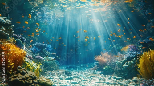 Fototapeta Naklejka Na Ścianę i Meble -  Underwater image of coral reef and Masked Butterfly Fish