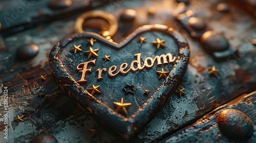 A conceptual depiction of a key unlocking a heart with the word "Freedom," symbolizing the emotional liberation democracy brings.