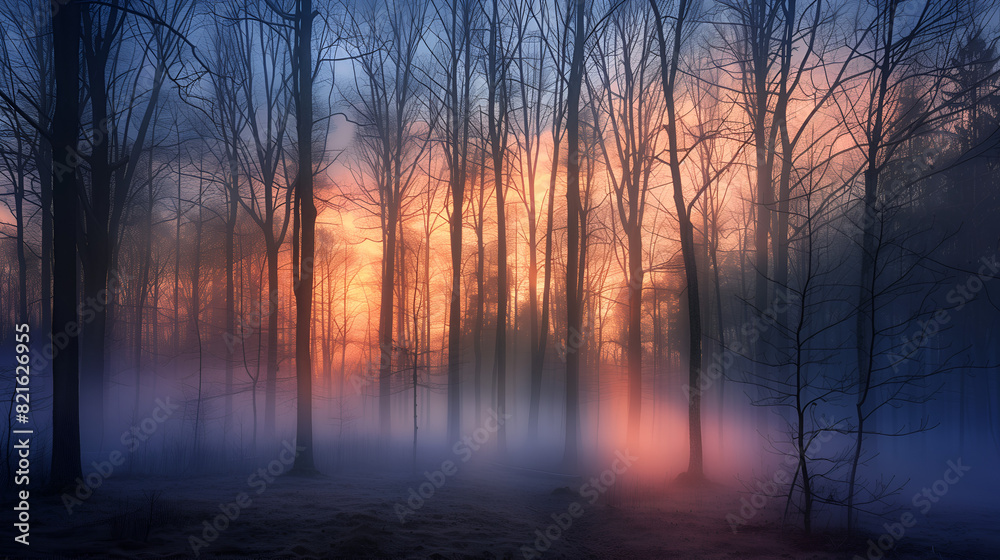 a misty forest at dawn a misty forest at dawn