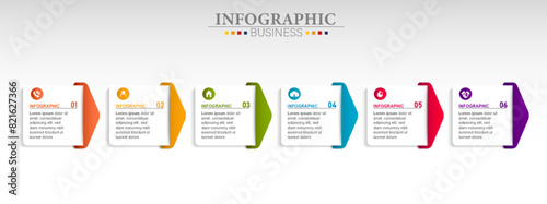 Business infographics template with 6 process steps photo
