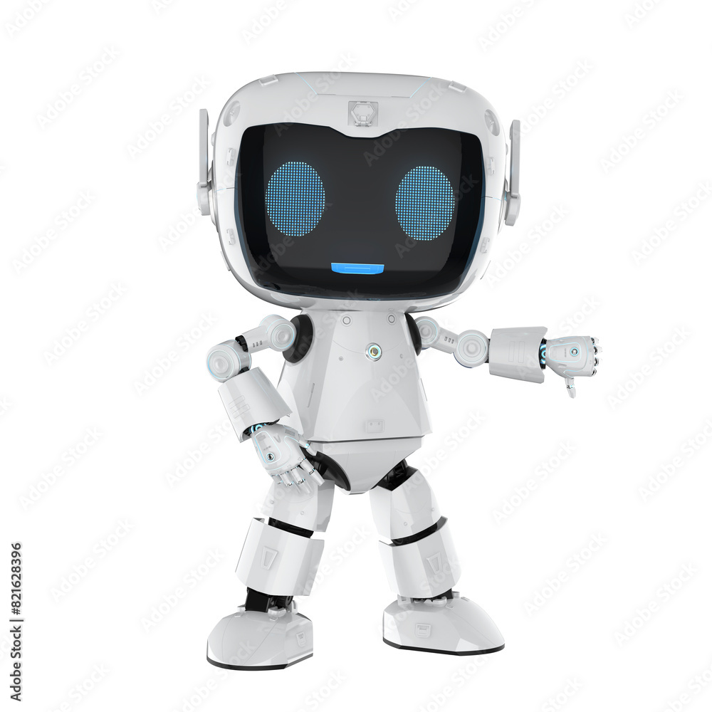 Cute and small artificial intelligence personal assistant robot dislike isolated Cute and small artificial intelligence personal assistant robot dislike isolated