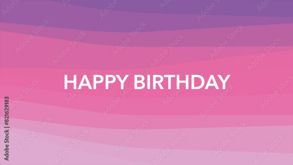 A vibrant birthday card with a pink and purple gradient backdrop, featuring white lettering that reads Happy Birthday A vibrant birthday card with a pink and purple gradient backdrop, featuring white lettering that reads Happy Birthday