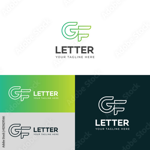 GF, FG letter logo design template elements. Modern abstract digital alphabet letter logo.