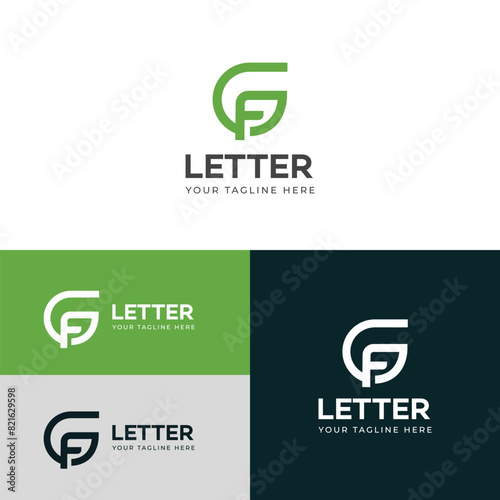 GF, FG letter logo design template elements. Modern abstract digital alphabet letter logo.