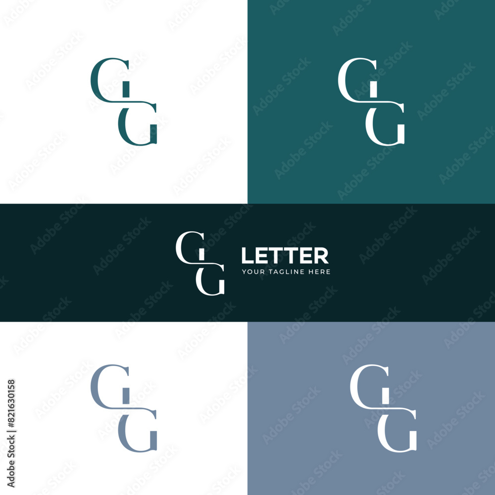 Fototapeta premium GG letter logo design template elements. Modern abstract digital alphabet letter logo.