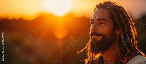 A man who looks like Jesus, 4k HD wallpaper, background image, generated by AI，Ethereal Visage: Captivating 4K Portrait of a Man Exuding the Serene Mystique of the Messiah. photo