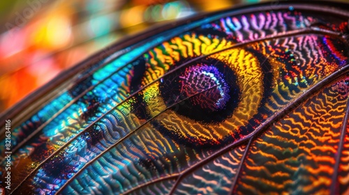 Macro photography of organic texture of butterfly or moth wing, background with closed up detailed natural wing's scales structure, AI generated image
