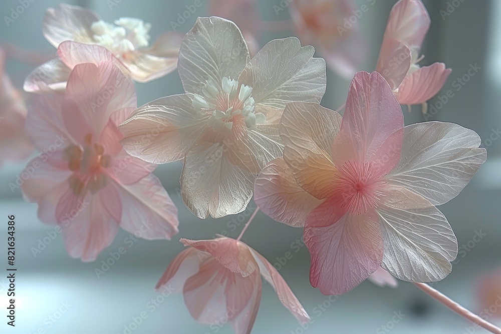 Abstract Cyber Silverpoint Impressionism Illuminated Flowers