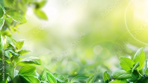 Beautiful nature view mint leaf on blurred greenery background under sunlight with bokeh and copy space using as background natural mints plants landscape  ecology wallpaper concept.