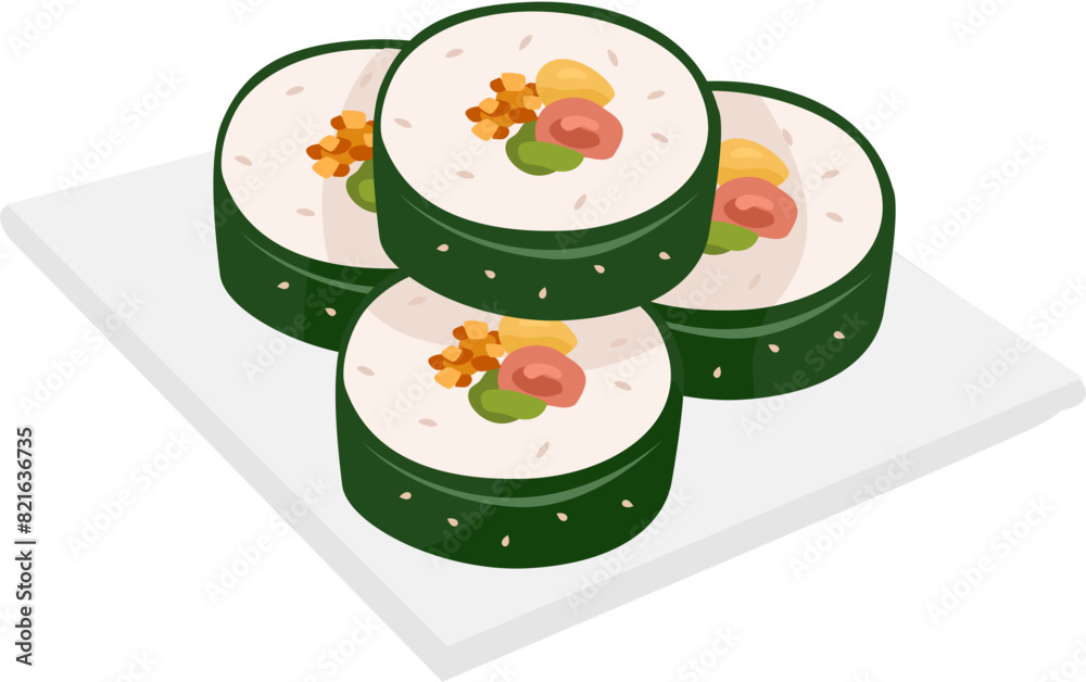 Gimbap or Korean Seaweed Rice Rolls. Traditional Korean Food Gimbap or ...