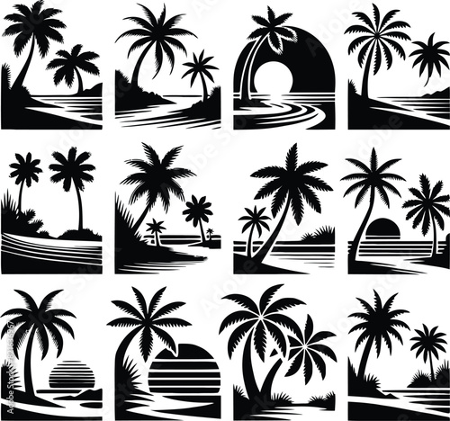 Palm tree silhouette vector