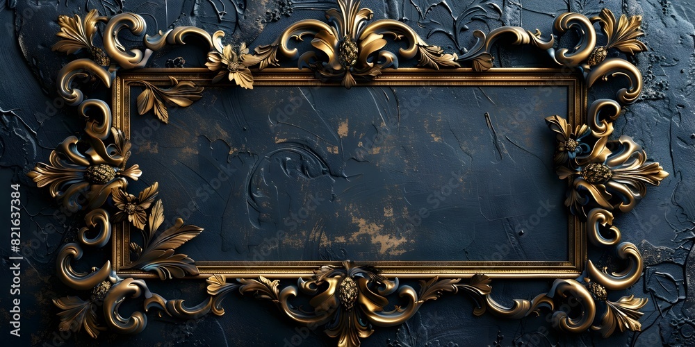 Magnificent Baroque Frame with Exquisite Gold Leaf Detailing on Luxurious Velvet Background