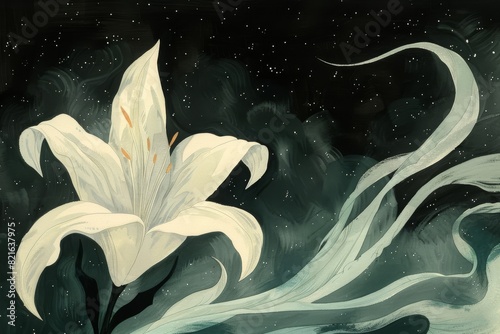 Abstract Cyber Silverpoint Impressionism Illuminated Flowers