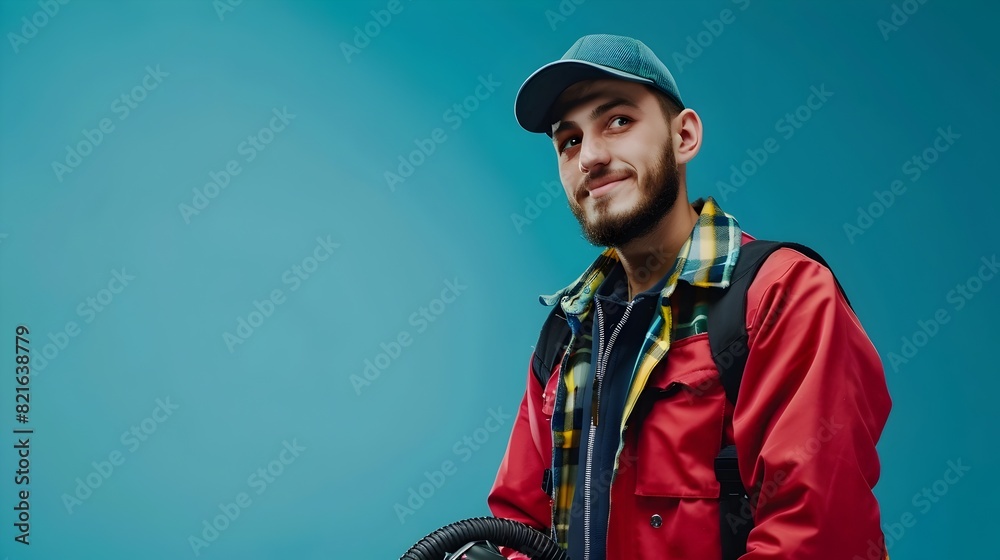 Obraz premium Confident and Friendly Mechanic or Equipment Service Worker Posing in Studio