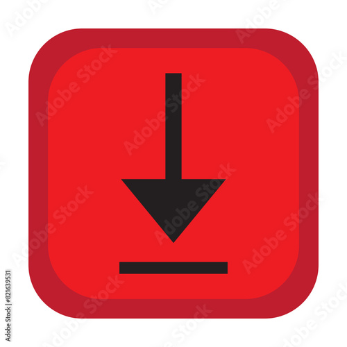 Download icon. Load internet data symbol. Blue square button with flat web icon. Vector