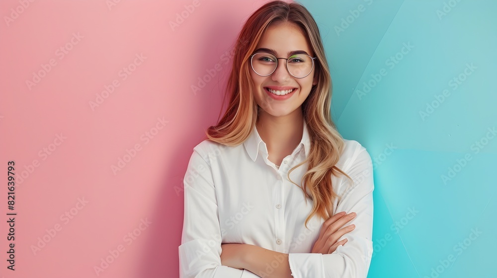 Confident and Friendly Young Professional Displaying Positive Outlook in Stylish Office Setting Confident and Friendly Young Professional Displaying Positive Outlook in Stylish Office Setting