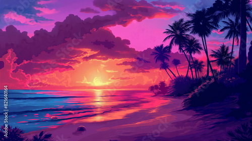 sunset on the beach © anurakss