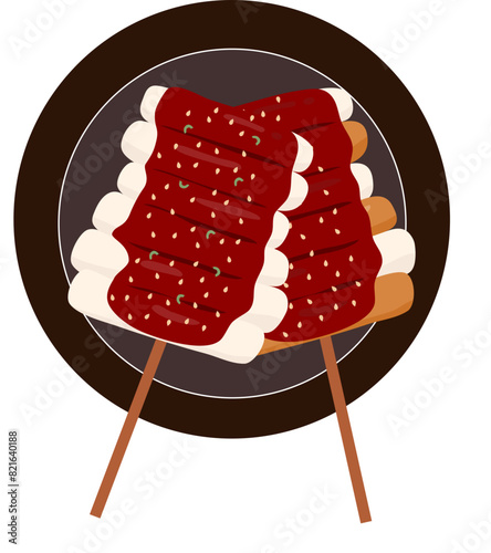 Tableau sur toile Sotteok or Korean Rice Cake Skewers