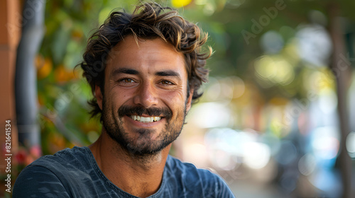Portrait of Happy Smiling Man, Cheerful Male Model with Positive Expression, Joyful Young Guy Posing for Camera, Happiness Concept, Generative AI