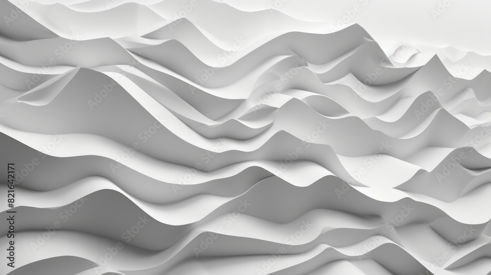 Obraz premium The image is a white and gray wave with a lot of detail. The wave is very long and has a lot of texture. Scene is calm and peaceful, as if the viewer is looking out at the ocean