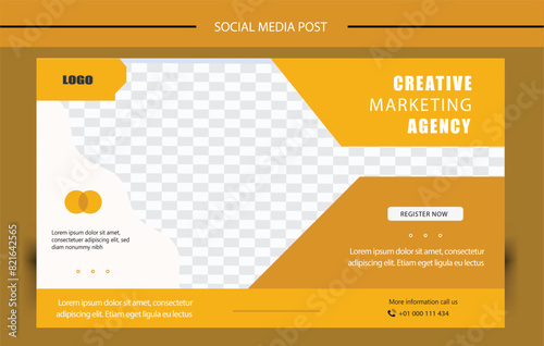  We are digital marketing solution agency social media post template. online webinar, online meeting, busines post, banner