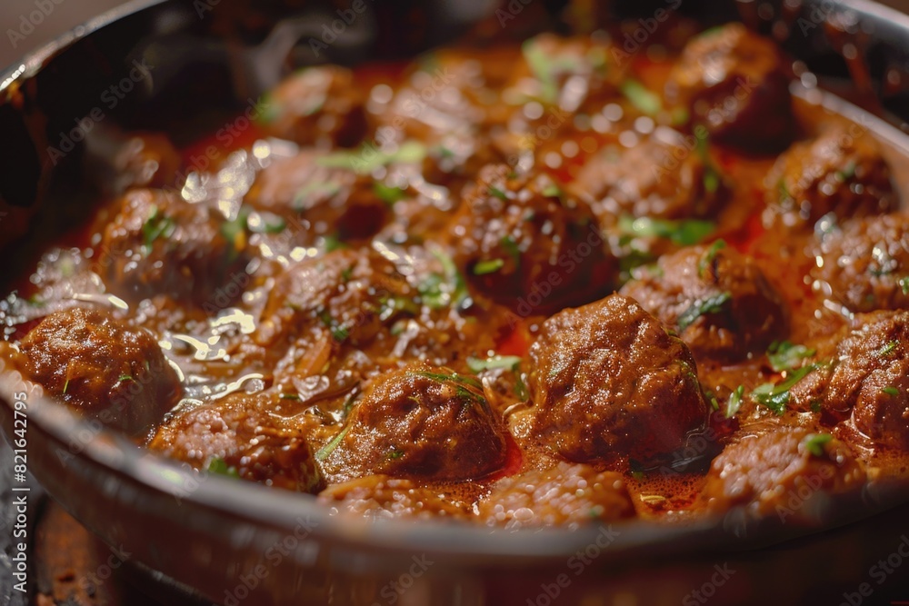 A bowl of meatballs with a sauce A bowl of meatballs with a sauce