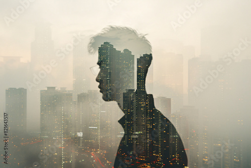 a man in a city photo