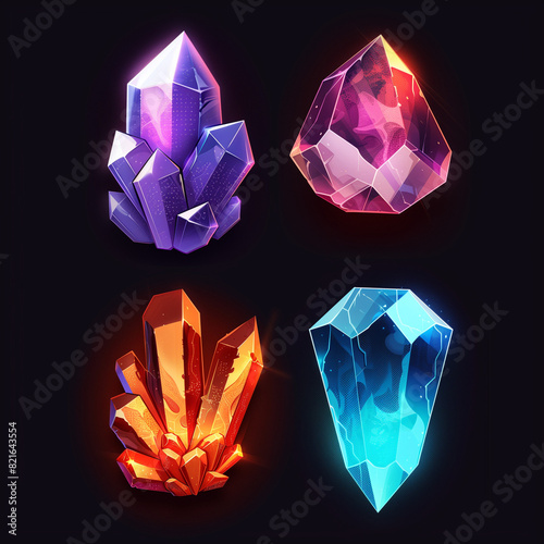 gemstone set 3d video game icon
