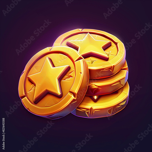 golden star coin 3d video game icon