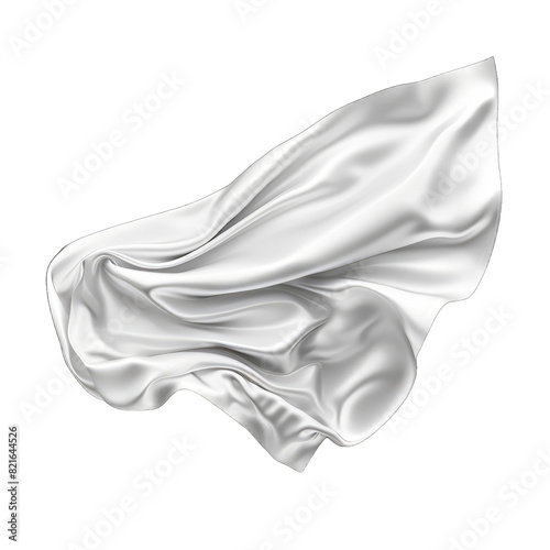 White silk of satin cloth waving isolated on white background