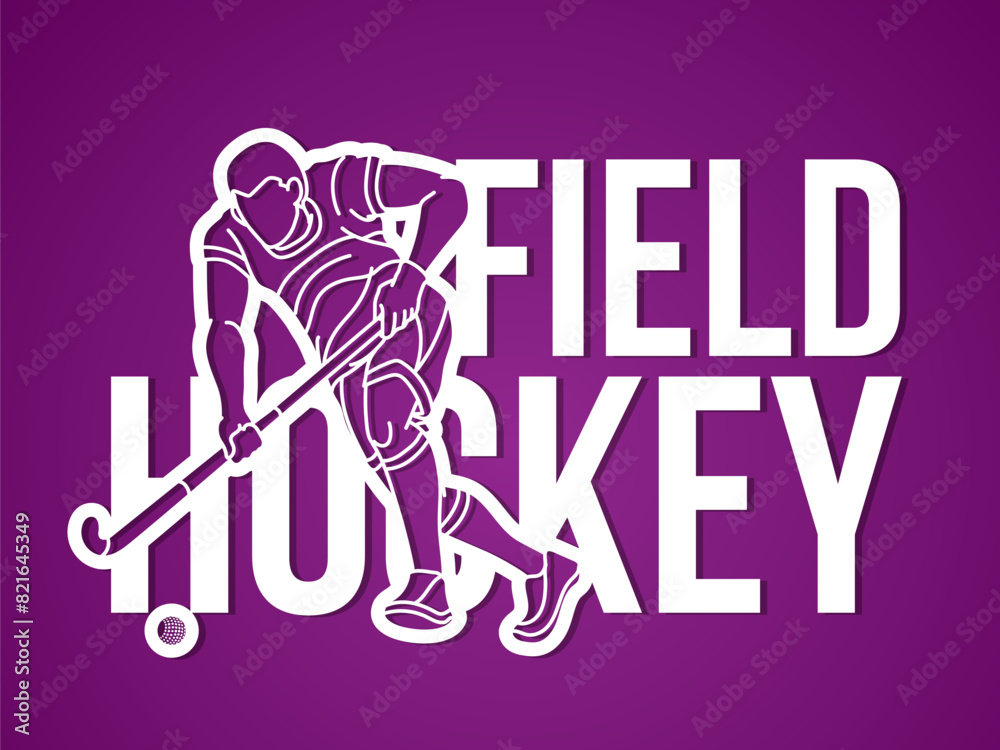 Field Hockey Font Design with Male Player Action Cartoon Graphic Vector Field Hockey Font Design with Male Player Action Cartoon Graphic Vector