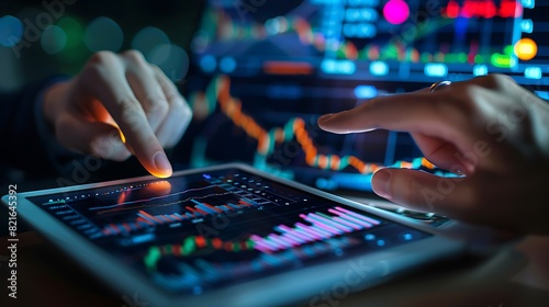 colorful stock chart on tablet , investment analysis on mobile device