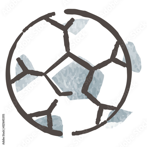 シンプルなサッカーボールのアイコン（水彩画）