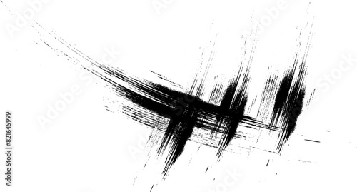 Realistic black texture strokes. Monochrome texture. Paintbrush grunge background, grunge background, Weathered brushed backdrop. Urban brush wall template