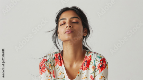 young stylish indian woman on white background