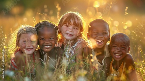 friendship multiethnic children smiling together, Children's Day