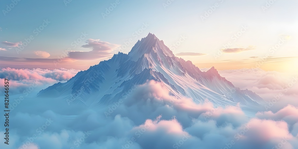 Majestic Mountain Peak Breaking Through Morning Clouds Ethereal and Awe Inspiring Digital Landscape Art Majestic Mountain Peak Breaking Through Morning Clouds Ethereal and Awe Inspiring Digital Landscape Art