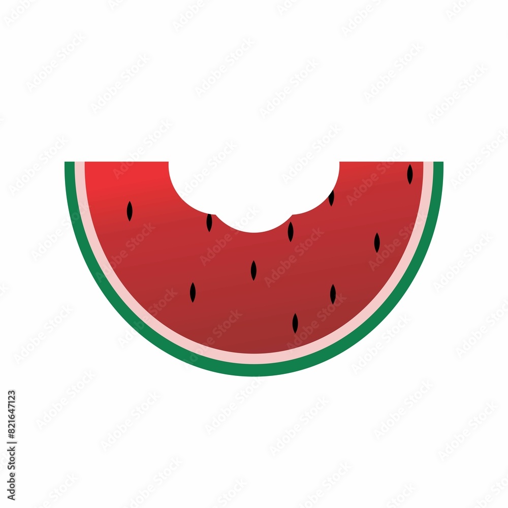 illustration of a watermelon that has been bitten illustration of a watermelon that has been bitten
